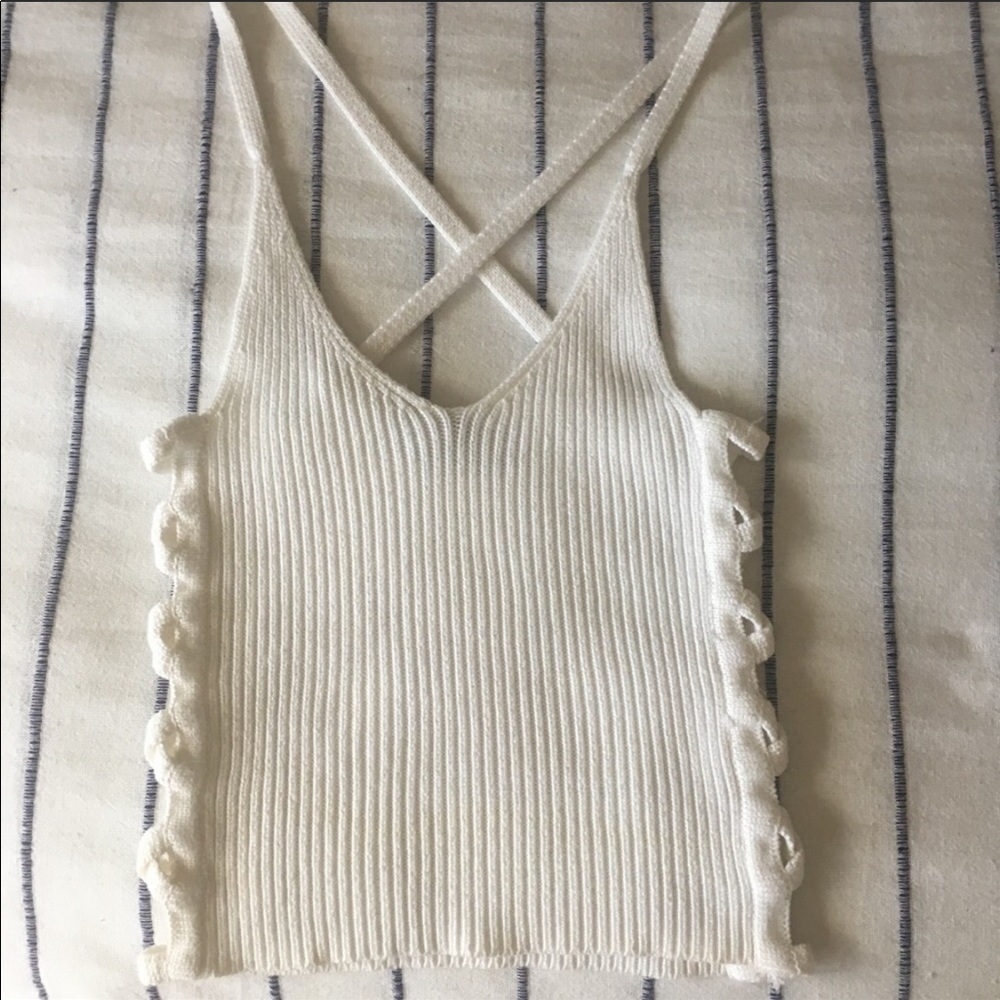 White Crop Top with laced sides